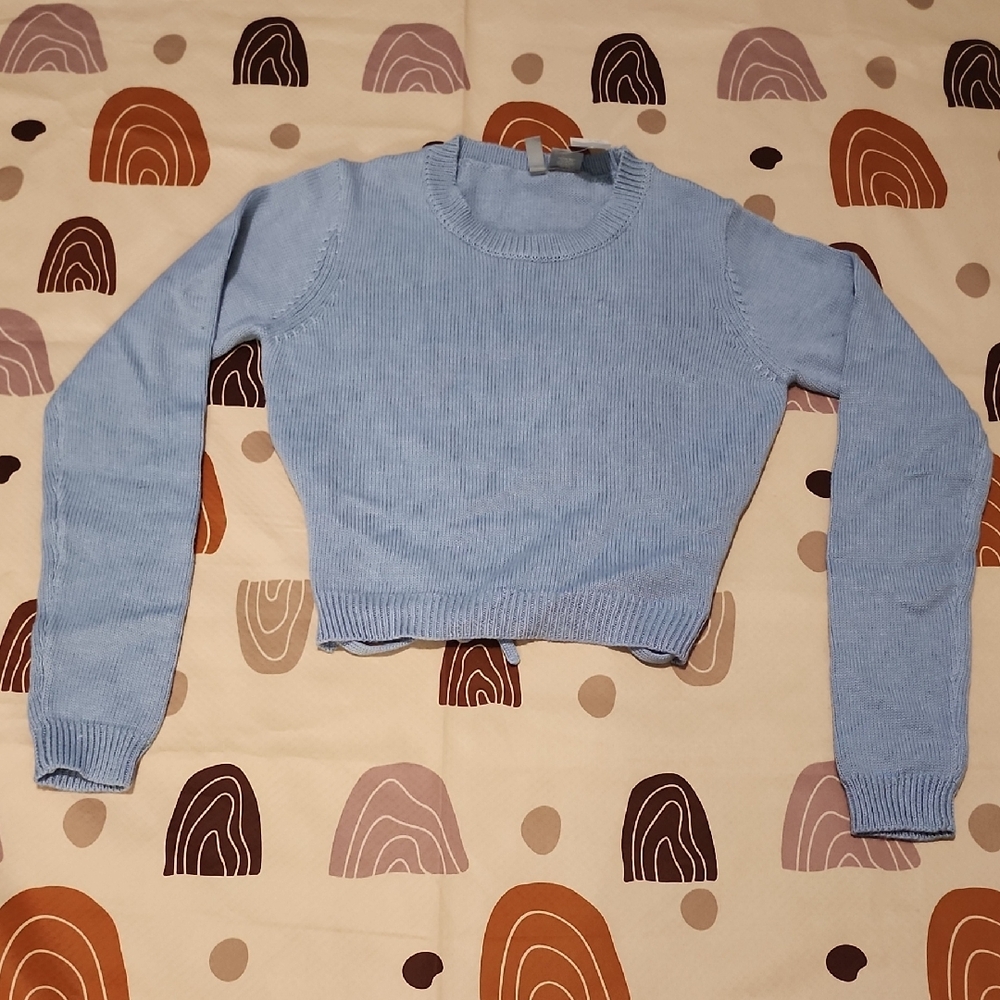 Light Blue Cropped Sweater Top
